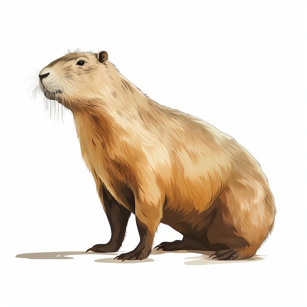 Ilustración del dibujo de la línea derecha de Capybara mirando fijamente