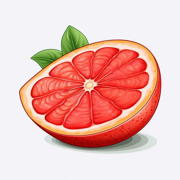 Ilustración de dibujos animados 2d de pomelo sobre fondo blanco alto