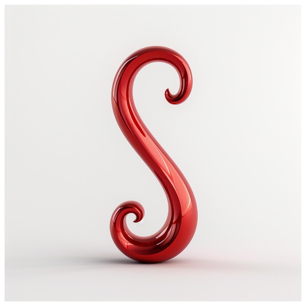 Ilustración de dibujos animados en 3D de la palabra S en color rojo