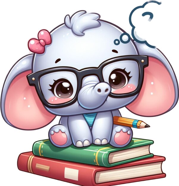 una ilustración de dibujos animados de un animal de peluche con gafas y un libro titulado el libro