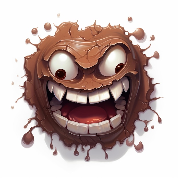 ilustración de dibujos animados de una bola de chocolate con una gran sonrisa ai generativo