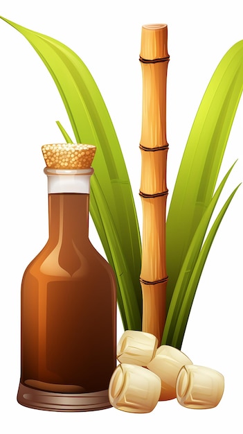 Foto ilustración de dibujos animados botella de ron de azúcar marrón