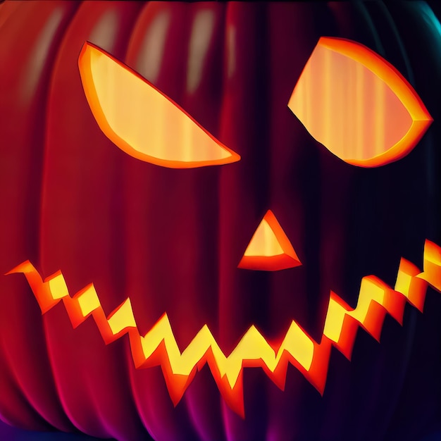 Ilustración de dibujos animados de calabaza malvada de halloween cara de calabaza malvada