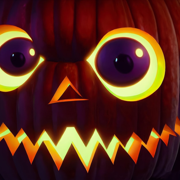 Ilustración de dibujos animados de calabaza malvada de halloween cara de calabaza malvada