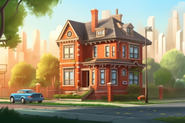 Una ilustración de dibujos animados de una casa