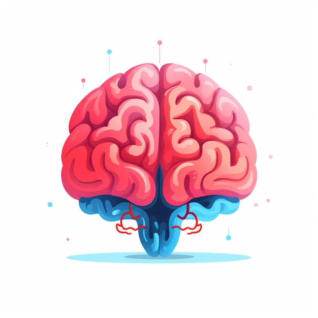 Ilustración de dibujos animados del cerebro generada por IA Imagen