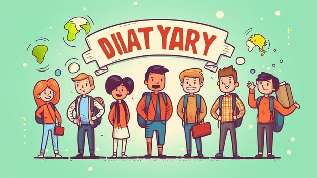 Ilustración de dibujos animados del Día Internacional del Estudiante generada por AI