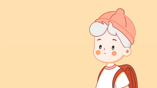 Ilustración de dibujos animados dibujada a mano de un niño lindo llevando una bolsa escolar