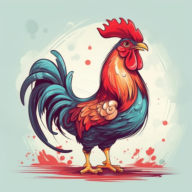 Una ilustración de dibujos animados de un gallo