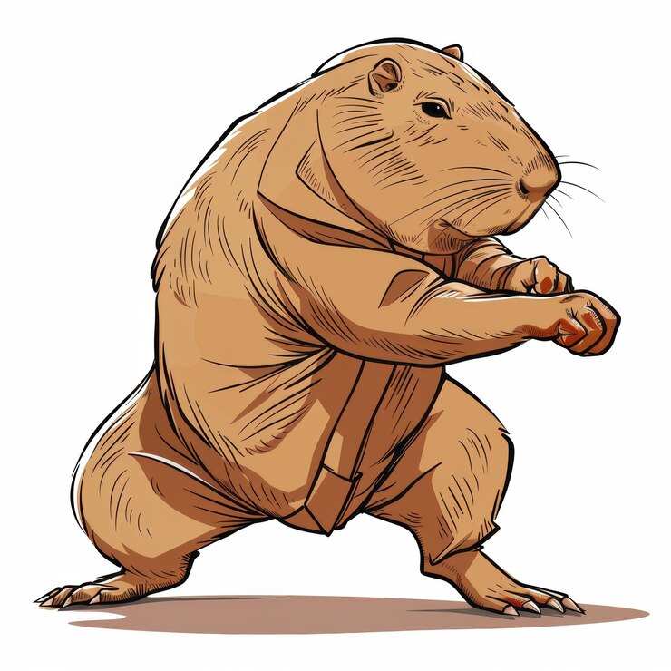 Foto una ilustración de dibujos animados de un gopher en una postura de lucha