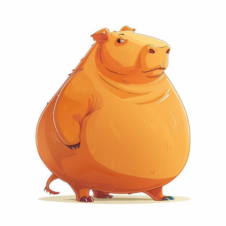 Foto una ilustración de dibujos animados de un gran capibara naranja redondo