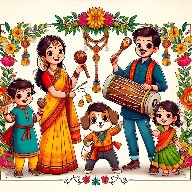 Foto ilustración de dibujos animados de gudi padwa