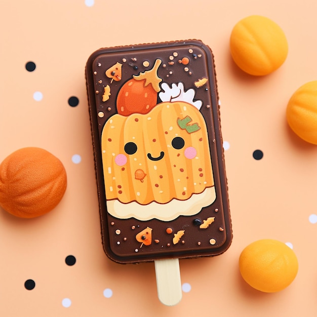 Ilustración de dibujos animados de un helado de calavera de azúcar en cono de galleta Día de los muertos concepto Halloween