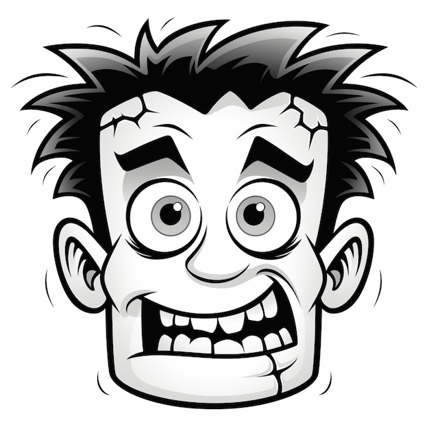 Ilustración de dibujos animados de un hombre con una cara espeluznante y una sonrisa dentada