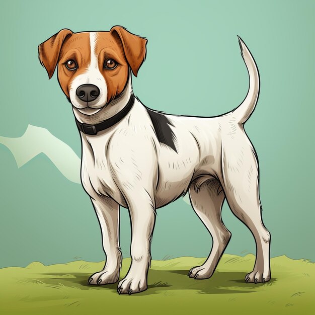 Foto ilustración de dibujos animados de jack russell terrier para niños