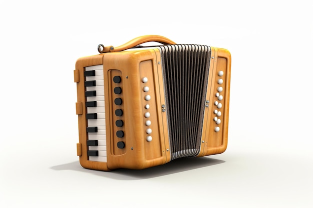 Foto ilustración de dibujos animados de madera 3d render acordeón clásico generativo ai