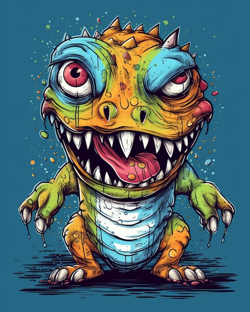 Una ilustración de dibujos animados de un monstruo con una boca grande y dientes grandes ai generativo