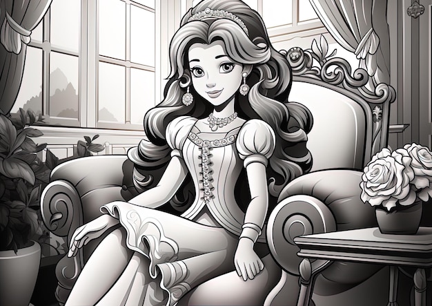 una ilustración de dibujos animados de una mujer en una cama con una flor en el cabello.