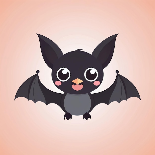 Foto ilustración de dibujos animados de murciélagos kawaii