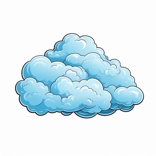 Foto ilustración de dibujos animados de una nube con algunas nubes en el medio ai generativo