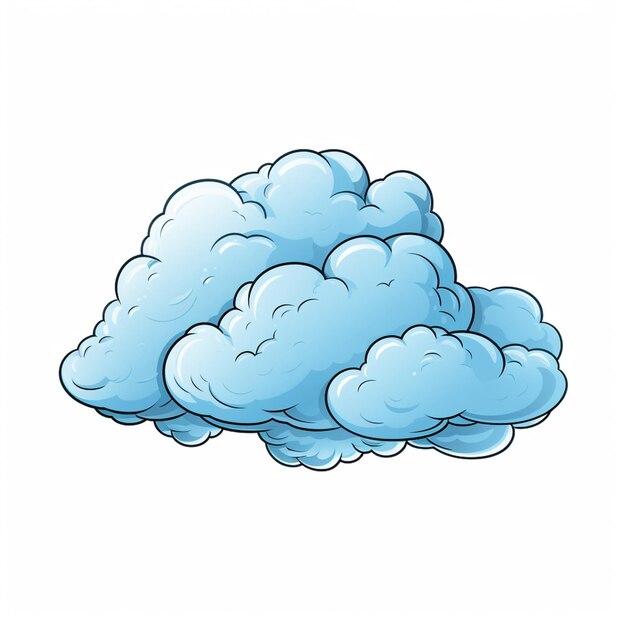 Foto ilustración de dibujos animados de una nube con algunas nubes en la parte superior ai generativa