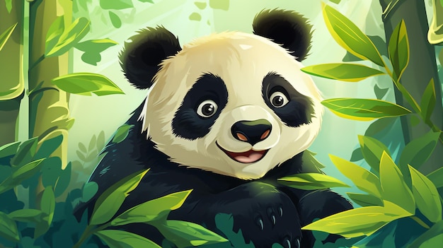 Foto una ilustración de dibujos animados de un oso panda