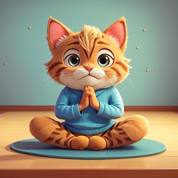 Ilustración de dibujos animados de poses de yoga para gatos