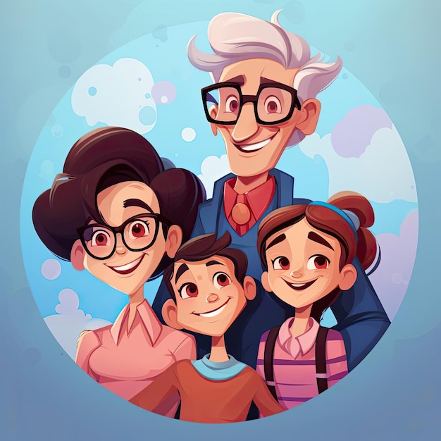 Ilustración de dibujos animados de retratos familiares