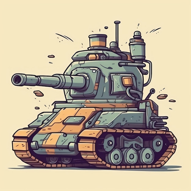 Foto ilustración de dibujos animados de un tanque blindado