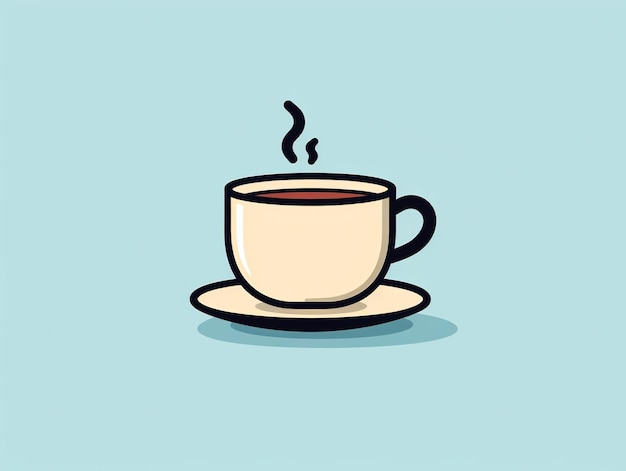 una ilustración de dibujos animados de taza de té de esquema minimalista simple