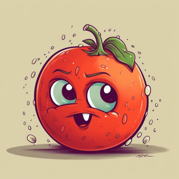Ilustración de dibujos animados de un tomate rojo