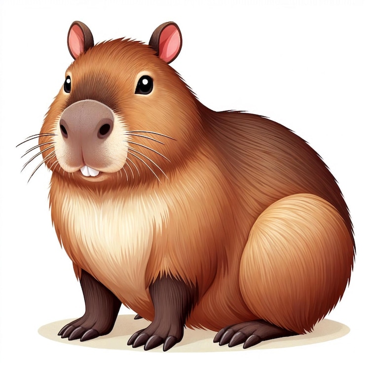 Foto ilustración de dibujos animados vectoriales de capybara con fondo blanco