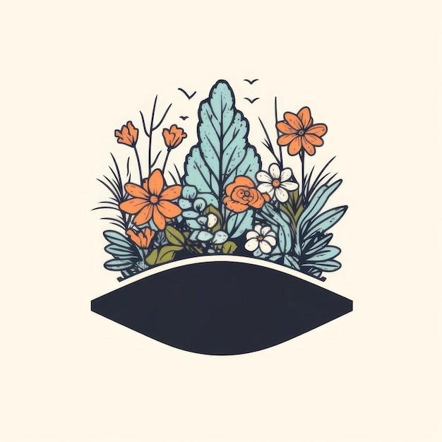 Ilustración de dibujos de flores y hojas sobre un fondo en blanco creado con tecnología de IA generativa