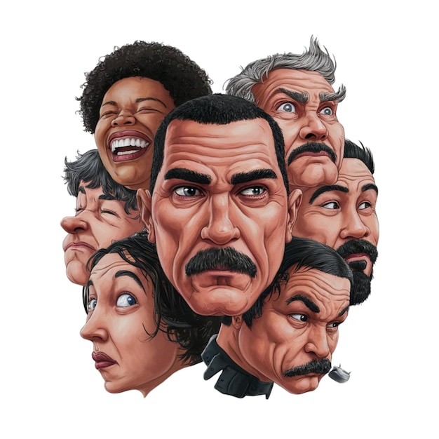 Ilustración de diferentes expresiones aisladas en fondo blanco