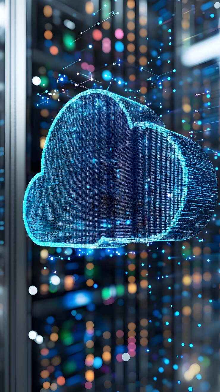 Foto ilustración digital de almacenamiento de datos en la nube y conectividad de red