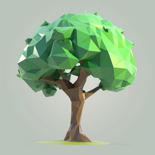 Una ilustración digital de un árbol con triángulos verdes