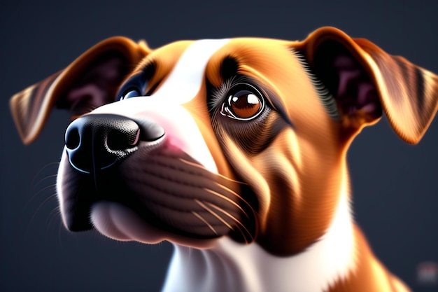 Ilustración digital de un Bulldog frente a un fondo oscuro