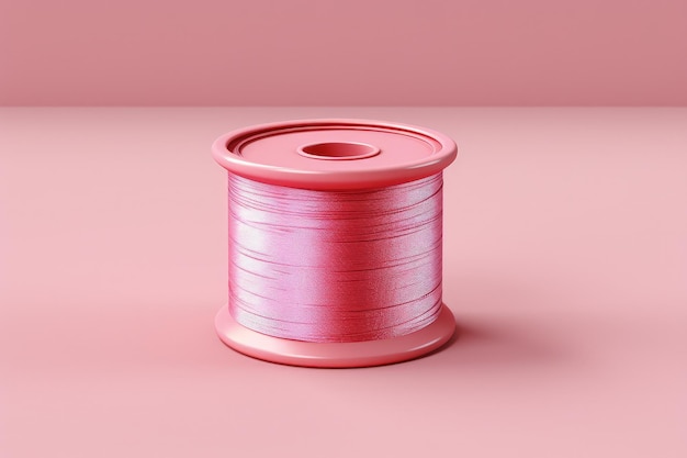 Ilustración digital del carrete del hilo de coser de fondo rosa IA generativa