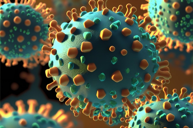 Ilustración digital creativa de bacterias o virus patógenos