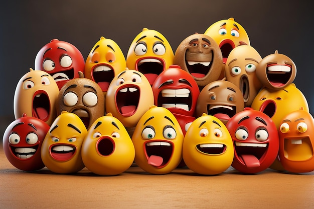 Ilustración digital de diversos emojis españoles