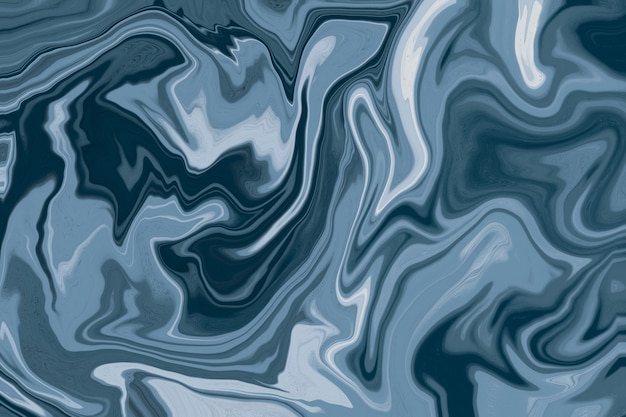 Ilustración digital en estilo artístico fluido en tonos azules. Mezcla abstracta de pinturas líquidas de colores.