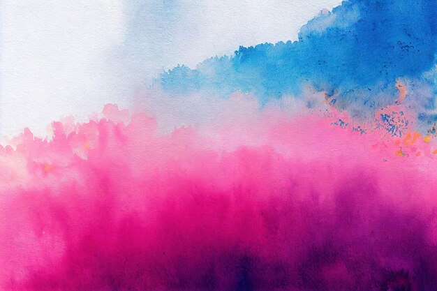 Ilustración digital de fondo de nubes acuarela rosa y azul brillante