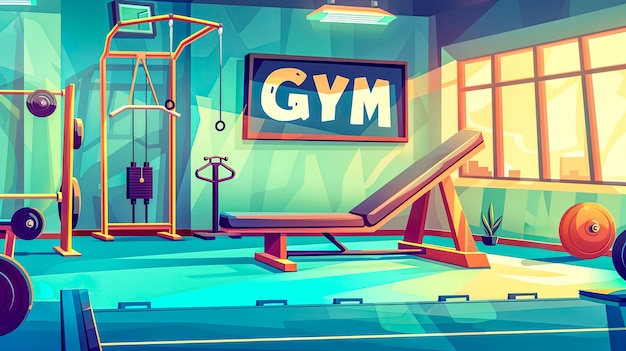 Ilustración digital moderna del interior del gimnasio