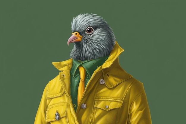 Una ilustración digital de un pájaro que lleva un verde