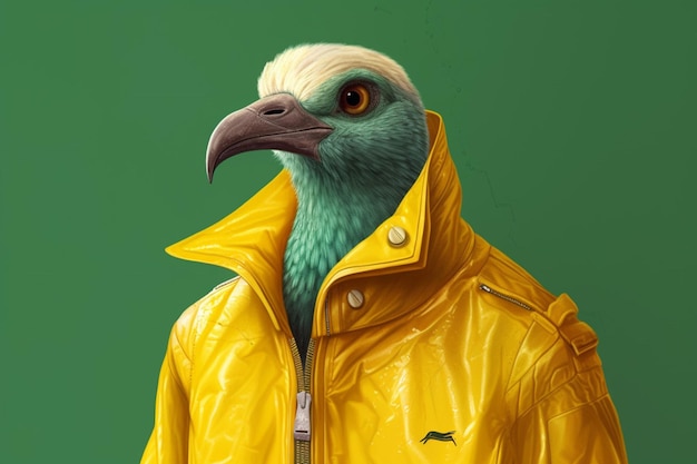 Una ilustración digital de un pájaro que lleva un verde