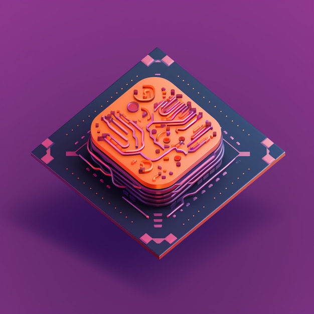 Una ilustración digital de un pastel con una placa de circuito.