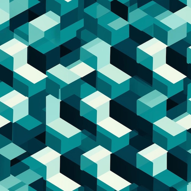 Una ilustración digital de un patrón geométrico azul y verde.