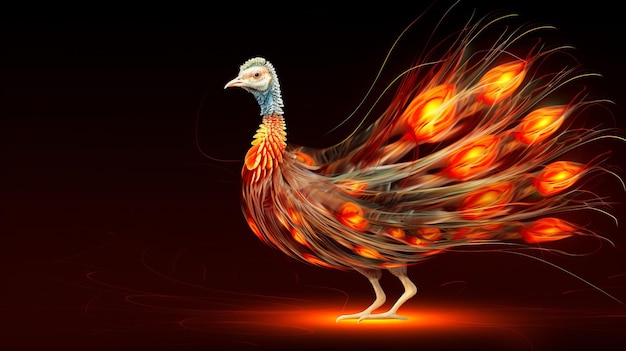 Foto una ilustración digital de un pavo real en llamas