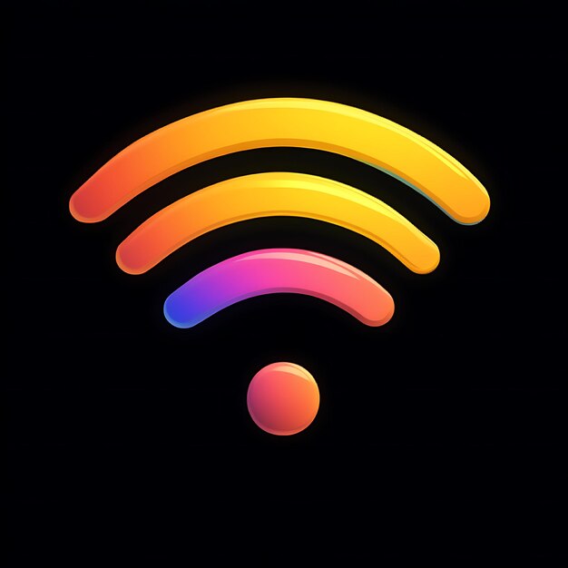 Ilustración digital del símbolo Wi-Fi con gradiente de colores