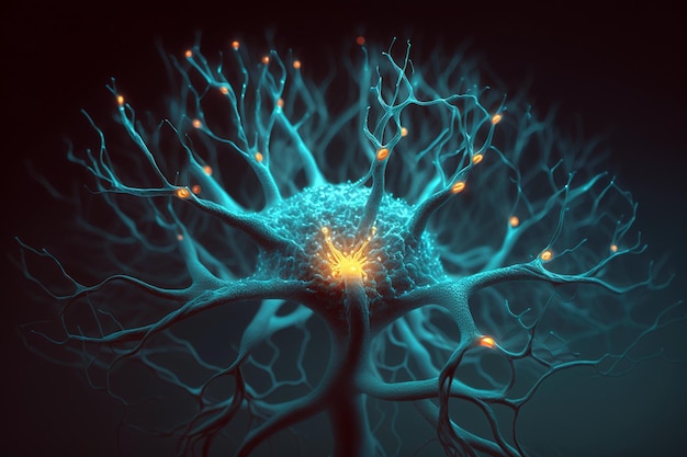Ilustración digital de la sinapsis cerebral generada por Ai